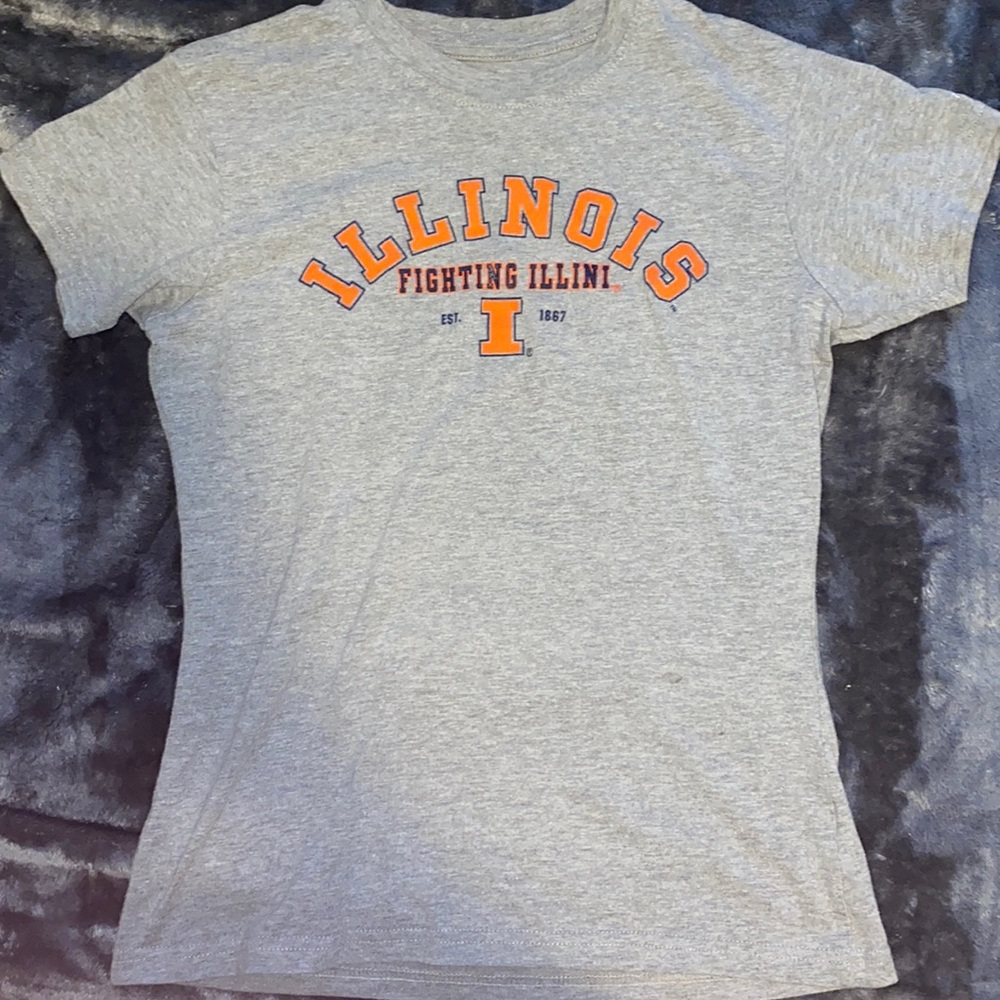 Grey& orange illinois womens t-shirt